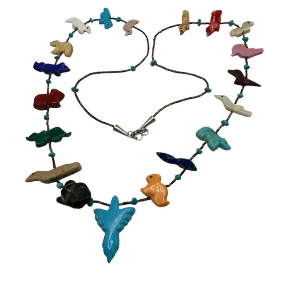 Zuni Turquoise Eagle Fetish Necklace Native American